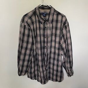 Basic Editions Men's Plaid Shirt - Black, White, and Red